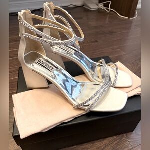 Badgley Mischka Lillie Crystal Dual Strapped Block Heels